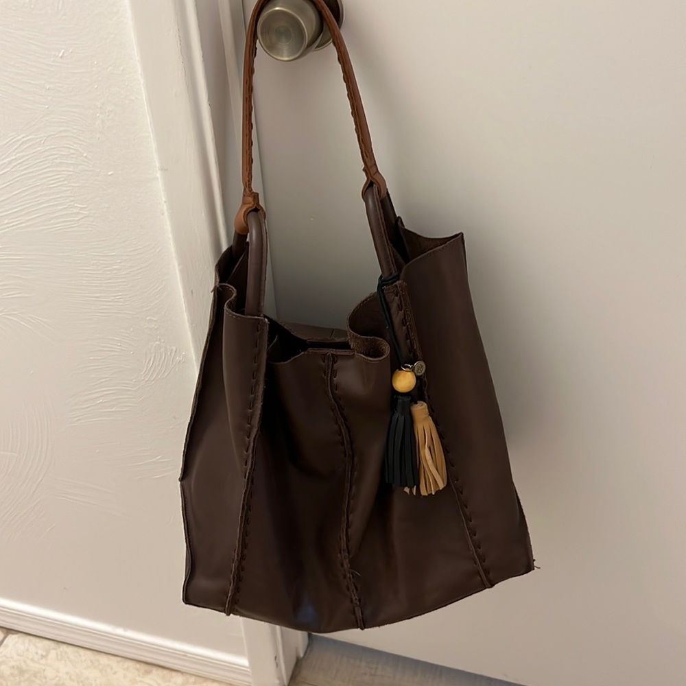 The Sak Los Feliz Tote in Mahogany Unlined Leather